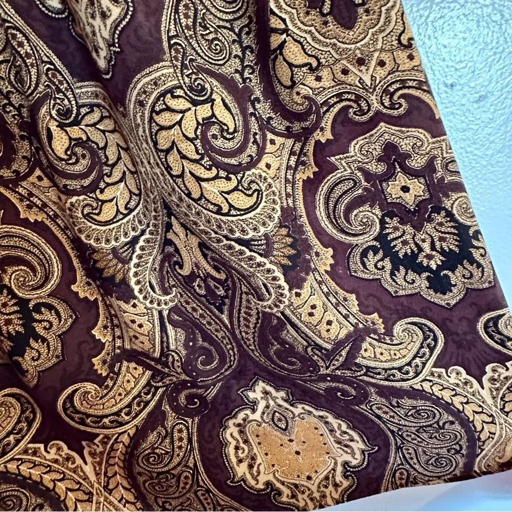 Plus Sz 1X Vintage Brown Gold Brocade Midi Skirt Flowy Fall Cottagecore 80s 90s